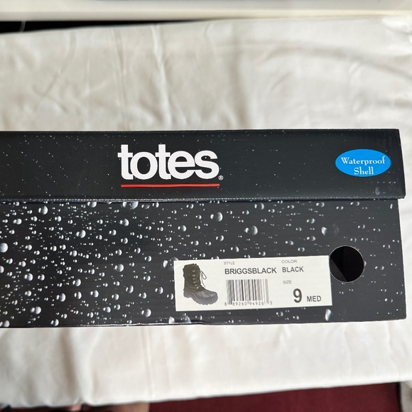 Mens Totes Briggs Black Waterproof Snow Boots, Size 9 w/ original box - Picture 10 of 11
